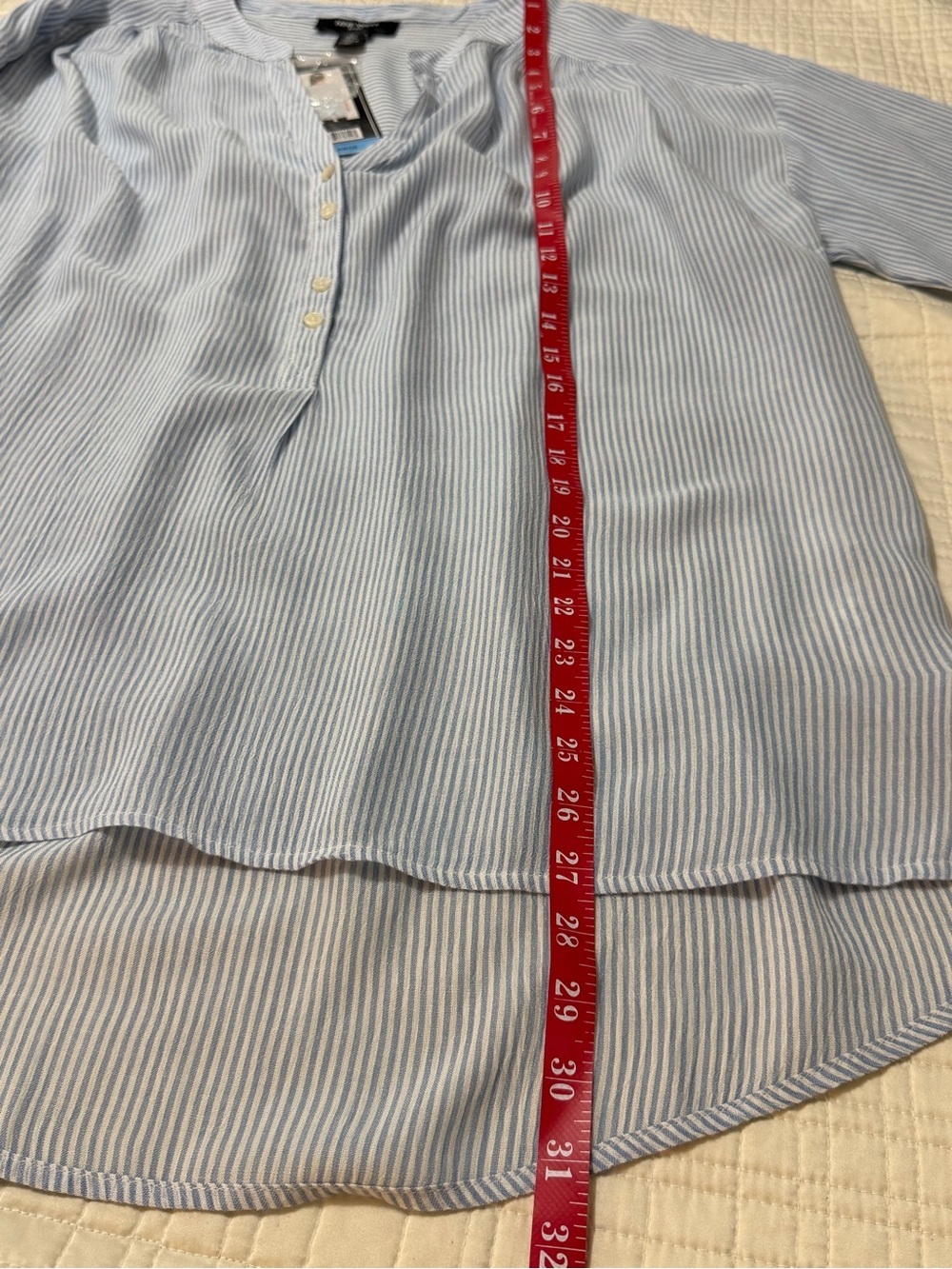 Nine West Light Blue & White Striped Casual Button-Front Shirt - Picture 7 of 10